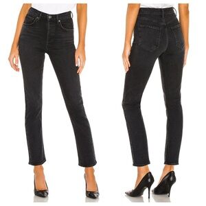 Agolde Riley High Rise Straight Crop Jeans Black 33